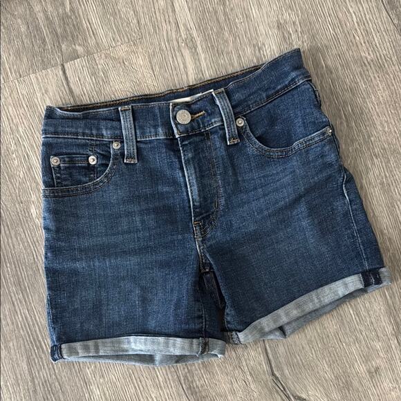 Levi's High Waist Dark Wash Jean Shorts - Size 23 - Picture 2 of 5